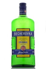 Bottle of Becherovka isolated on white background